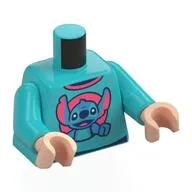 Torso, Stitch on Coral Background print, Medium Azure Arms, Light Nougat Hands
