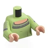 Torso, Light Nougat Chest, Silver Trim, Decorations on Arms print, Yellowish Green Arms, Light Nougat Hands