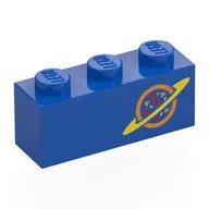 Brick 1 x 3 with Orange Planet, Yellow Ring, Specks Print