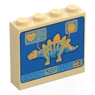 Brick 1 x 4 x 3 with Blue Computer Screen, Tan Stegosaurus Skeleton print