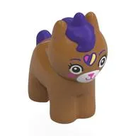 Animal, Cat with Dark Purple Mane and Tail, White Face, Heart Print