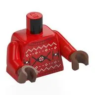 Torso, Christmas Sweater, Black TIE Fighters, Moff Gideon on Back print, Red Arms, Medium Brown Hands