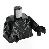 Torso, Dark Stone Grey Muscles, Silver Lightning print, Black Arms and Hands