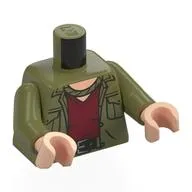 Torso, Jacket, Black Belt, Dark Red Shirt Print, Olive Green Arms, Light Nougat Hands