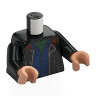 Torso, Jacket, Dark Red Collar, Dark Blue Shirt, Dark Green Shirt Print, Black Arms, Nougat Hands
