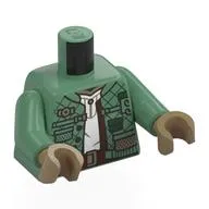 Torso, Dark Green Plaid Shirt, Dark Brown Belt, White Shirt Print, Sand Green Arms, Dark Tan Hands