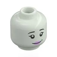 Minifig Head Maid, Black Eyebrows, Pink Lips, Tired Smile, Mouth Closed / Open Mouth Smile