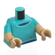 Torso, Dual Molded Arms with Sweater, White Trim, Blue Shirt Print, Medium Azure Sleeves Pattern, Warm Tan Arms and Hands