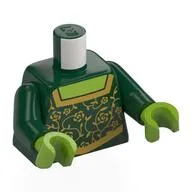 Torso, Dress, Gold Flowers, Trim, Lime Chest Print, Dark Green Arms, Lime Hands