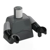 Torso, Dual Molded Arms with Black Crease Line Print, Light Bluish Gray Sleeves Pattern, Black Arms and Hands