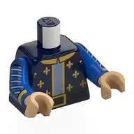 Torso, Tunic, Gold Trim, decorations, Collar, Black Belt, Sand Blue Shirt, Silver Stripes on Arms Print, Blue Arms, Warm Tan Hands