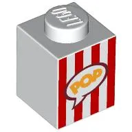 Brick 1 x 1 with Popcorn Bucket print