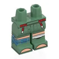 Hips and Sand Green Legs with Red Belt, Light Nougat Knees, Toes, White / Metal Blue Knee Wraps print