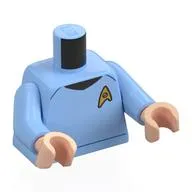 Torso, Star Fleet Uniform, Gold Badge print, Bright Light Blue Arms, Light Nougat Hands