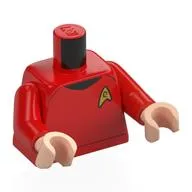 Torso, Star Fleet Uniform, Gold Badge print, Red Arms, Light Nougat Hands