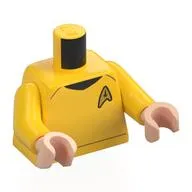 Torso, Star Fleet Uniform, Gold Badge print, Yellow Arms, Light Nougat Hands