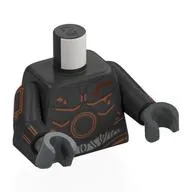 Torso, Pearl Titanium Arms, Dark Bluish Gray Hands with Print