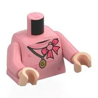 Torso, Dark Pink Ribbon, Gold Necklace with Pendant print, Warm Pink Arms, Light Nougat Hands
