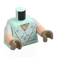 Torso, Dual Molded Arms with Dress, Triangle Front, Silver/Sand Green Decorations, Belt, Dark Tan Shirt Print, White Sleeves Pattern, Light Nougat Arms, Dark Tan Hands