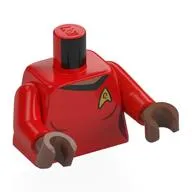 Torso, Star Fleet Uniform, Gold Badge, Medium Brown Neck print, Red Arms, Medium Brown Hands