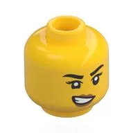 Minifig Head, Medium Nougat Lips, Lobsided Grin / Scared print