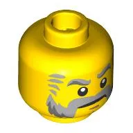 Minifig Head, Beard Gray with Gray Eyebrows, Sideburns and Stern Print
