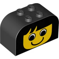 Brick Curved 2 x 4 x 2 Double with Yellow Girl Face Print