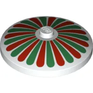 Dish 4 x 4 Inverted [Radar] with Stripes Red/Green Petals Print