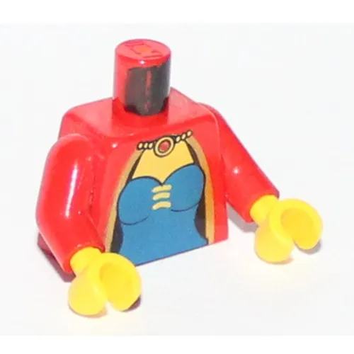 Torso Corset, Blue with Necklace Print (Maiden), Red Arms, Yellow Hands