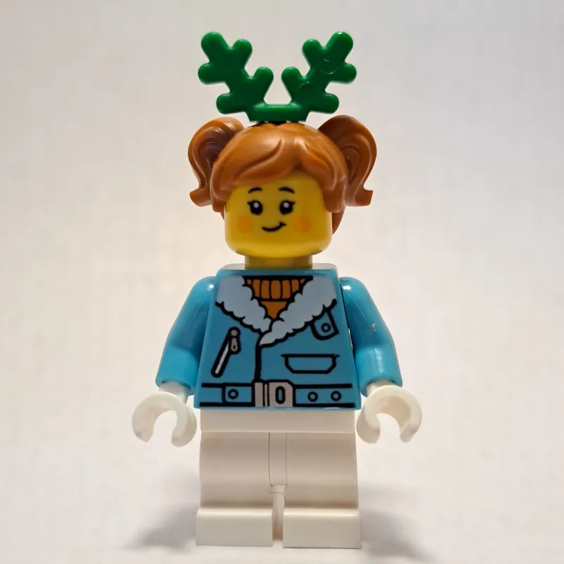 Girl, Medium Azure Jacket, Short White Legs, Dark Orange Hair