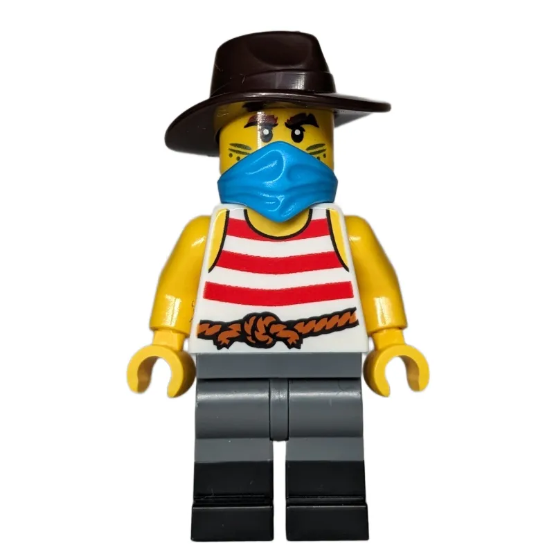 Robber, White Torso, Dark Bluish Grey Legs, Fedora, Mask