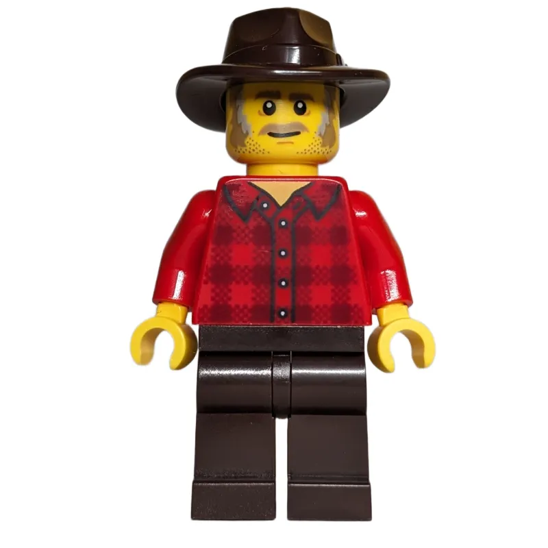 Cowboy, Red Torso, Dark Brown Legs, Dark Brown Fedora