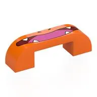 Brick Curved Double 1 x 4 with 1 x 2 x 2/3 Cutout with Dark Red Mouth, White Fangs, Dark Pink Tongue Print