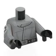 Torso, AT-ST Pilot Uniform, Black Belt, Silver Belt Buckle, Empire Symbol on Arm Print, Light Bluish Gray Arms, Black Hands