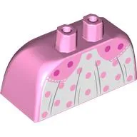 Lower Body Skirt Wide with Side Hoops (Panniers) with White Underdress, Pink/Dark Pink Dots Print