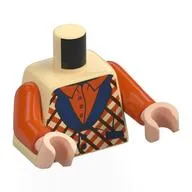 Torso, Reddish Brown/Orange/Tan Argyle Jacket, Dark Blue Collar, Orange Shirt print, Orange Arms, Light Nougat Hands