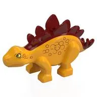 Animal, Dinosaur, Stegosaurus Small Bright Light Orange with Dark Red Spots Print