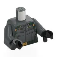 Torso with Print, Dark Bluish Gray Arms, Black Hands