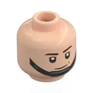 Minifig Head AT-ST Pilot, Black Chin Strap, Dark Red Eyebrows