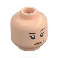 Minifig Head Black Eyebrows, Peach Lips, Stern Stare Print