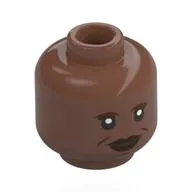 Minifig Head Guinan, Reddish Brown Eyebrows, Lips, Wrinkles, Smile, Open Mouth / Closed Mouth