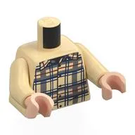Torso, Dark Blue/Dark Red/Dark Bluish Grey Plaid Shirt Print, Tan Arms, Light Nougat Arms