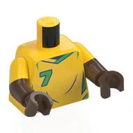 Torso, Dual Molded Arms, Football Shirt, Green Shapes, '7', 'VINI JR.' Print, Yellow Sleeves Pattern, Umber Brown Arms and Hands