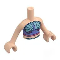 Minidoll Torso Girl with Blue Violet Top, Metal Blue Sea Shells Print, Light Nougat Arms and Hands