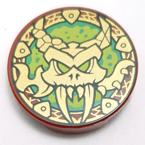Tile Round 2 x 2 with Gold Creature on Lime/Bright Green Background Print