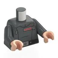 Torso, Imperial Officer Uniform, General, Black Belt, Red Rank Indicator Print, Dark Bluish Gray Arms, Light Nougat Hands