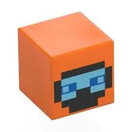 Minifig Head Special, Cube with Pixelated Black Goggles, Bright Light Blue Visor Print