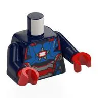 Torso, Blue/Red/Silver Armor (Iron Patriot) Print, Dark Blue Arms, Red Hands