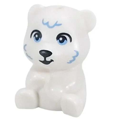 Animal, Bear Cub Sitting with Medium Blue Eyes, Fur Streaks print (Polar Bear)