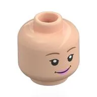 Minifig Head Bo Peep, Dark Tan Eyebrows, Bright Pink Lips, Smile, Open Mouth/Closed Mouth